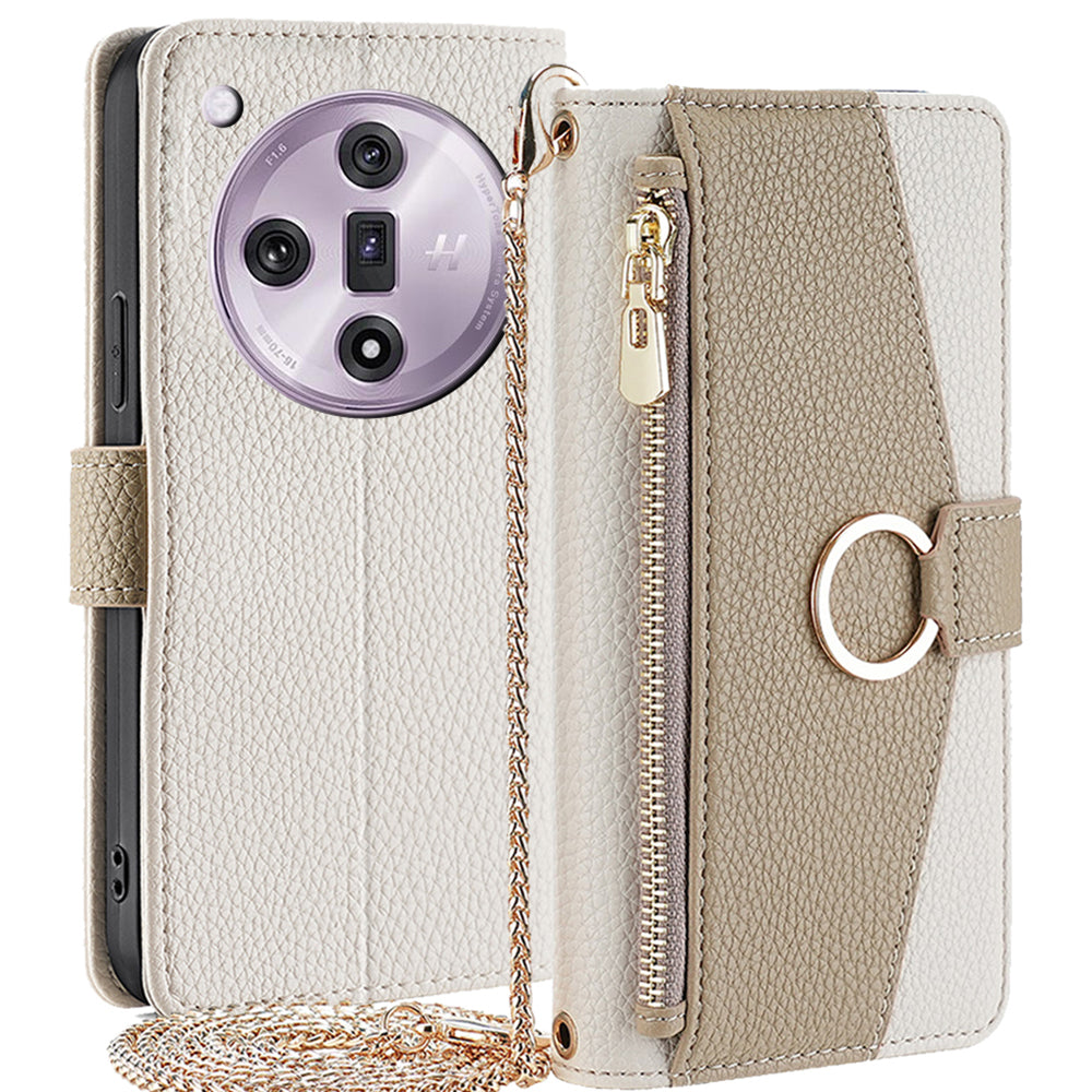 For Oppo Find X7 5G Cell Phone Case Zipper Pocket Crossbody Cover with Makeup Mirror For Oppo Find X7 5G Cell Phone Case Zipper Pocket Crossbody Cover with Makeup Mirror